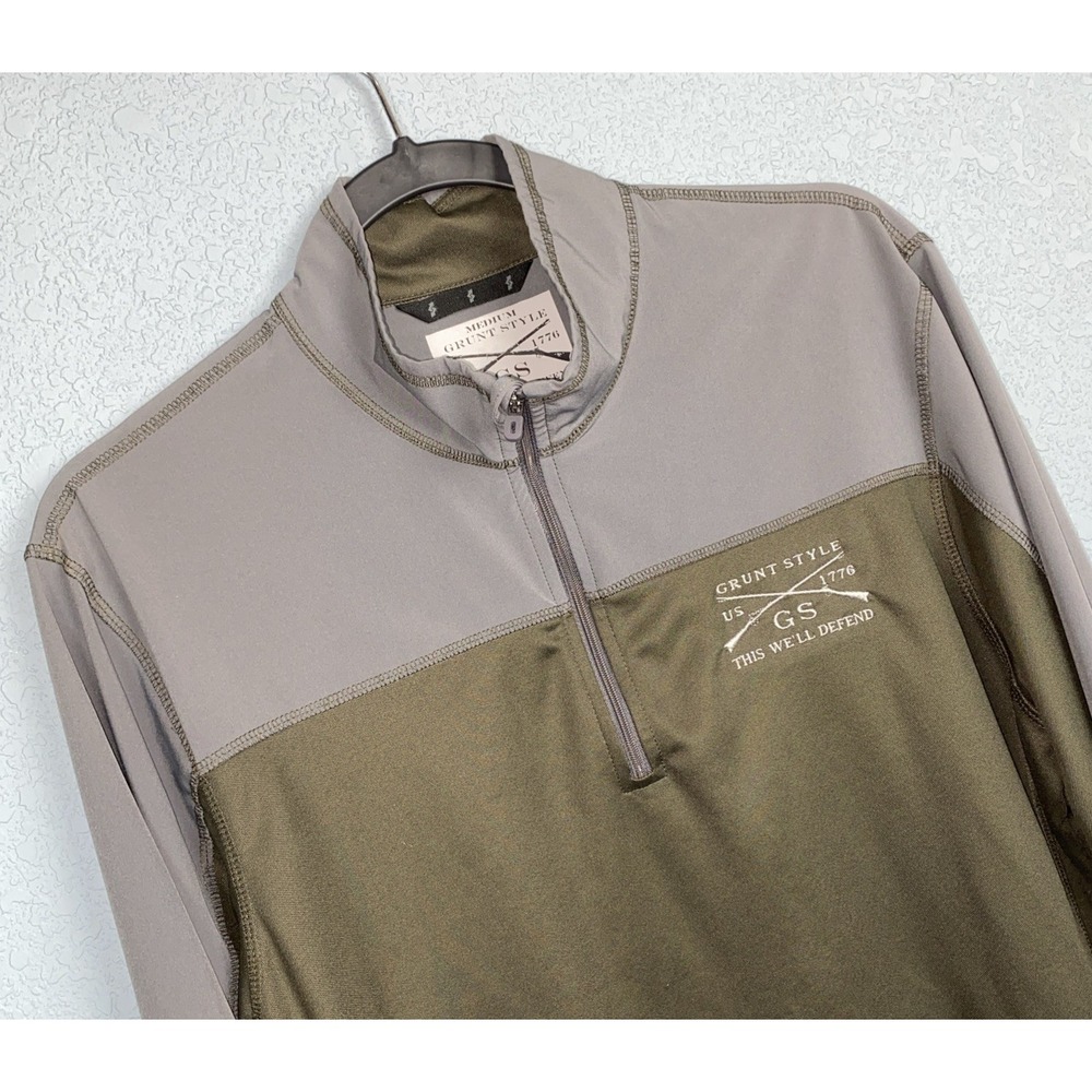 Grunt Style This We'll Defend 1/4 Zip  Pullover Gray‎ Mens Medium Colorblock